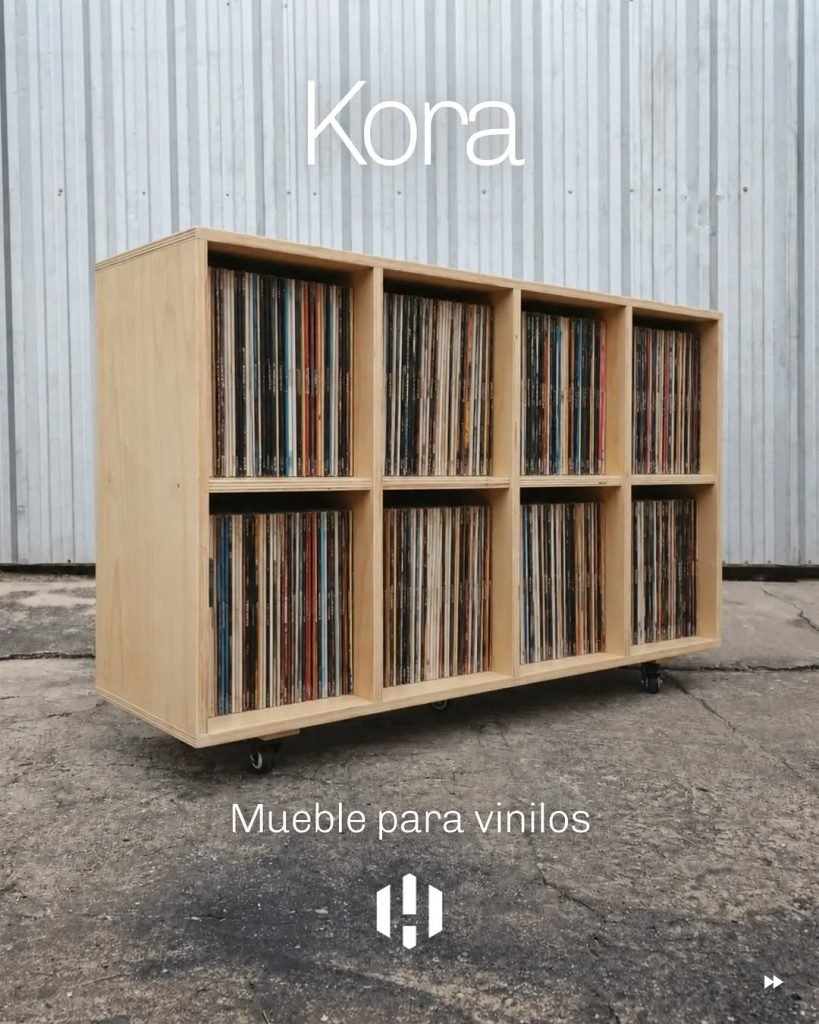 Mueble para vinilos con ruedas